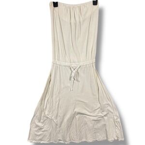 James Perse Tube Dress Off White Supima Cotton Drawstring Strapless Size 2